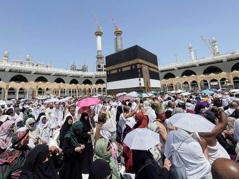 Pilgrims circle the Kaaba and pray at the Grand Mosque. Starting from May 9, flights carrying Pakistani pilgrims to Saudi Arabia are scheduled to take off with the transport operations set to run for a month