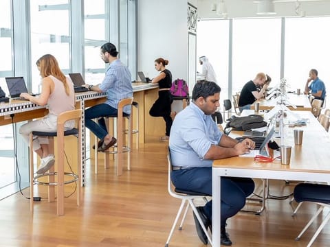 Professionals working at Hub71 in Abu Dhabi to design digital solutions for various entities and services