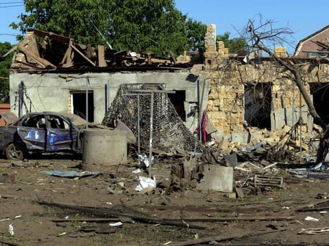 A view shows a residential house destroyed by a Russian missile strike, as Russia's attack on Ukraine continues, on the outskirts of Odesa.