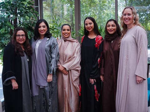 From left: Five Emirati women Tala Badri, Maitha Alawadi, Jouhayna Almheiri, Fatima Al Qubaisi and Tahany Taher with moderator Jennifer Blandos share inspiring stories of breaking barriers ahead of Emirati Women's Day.