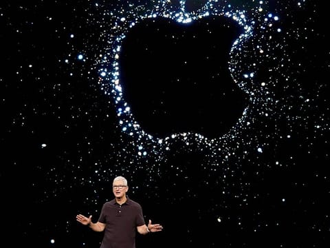 Apple CEO Tim Cook speaks at an Apple event on the campus of Apple's headquarters in Cupertino, California. File photo taken on Wednesday, September 7, 2022.