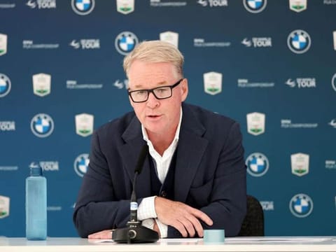 Keith Pelley, CEO of the DP World Tour, at the recent press briefing at the BMW PGA Championship at Wentworth.