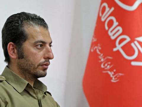 Iranian Kurd Erfan Salih, 34, the cousin of Mahsa Amini, who died in police custody in Iran, at a base for the Iranian Kurdish nationalist group Komala, outside the northern Iraqi city of Suleimaniyah. File photo taken on September 26, 2022.
