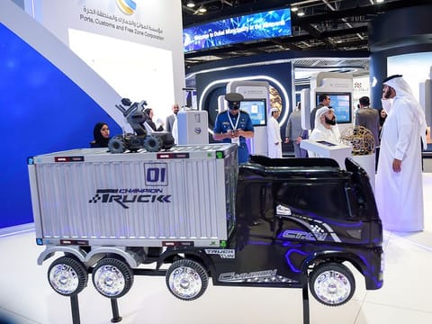 Dubai Customs stand at Gitex Global is showcasing robots and drones used in inspections
