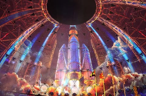 DUBAI, 22 February 2022. Cosmos projection in Al Wasl, Expo 2020 Dubai. (Photo by David Gray/Expo 2020 Dubai)