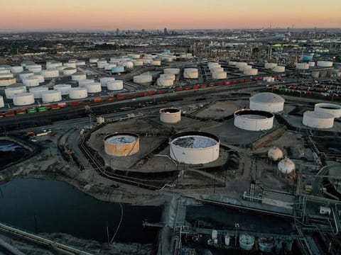 File photo: Storage tanks for crude oil, gasoline, diesel, and other refined petroleum products.