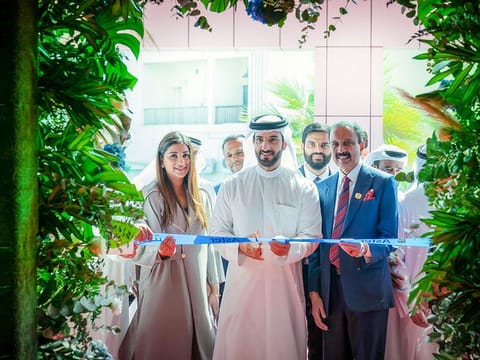 Sheikh Sultan bin Ahmed Al Qasimi, Deputy Ruler of Sharjah and Deputy Chairman of the Sharjah Executive Council, inaugurated the new Aster Hospital in Sharjah on Wednesday. Also present were Dr. Azad Moopen and Alisha Moopen of the Aster Group.