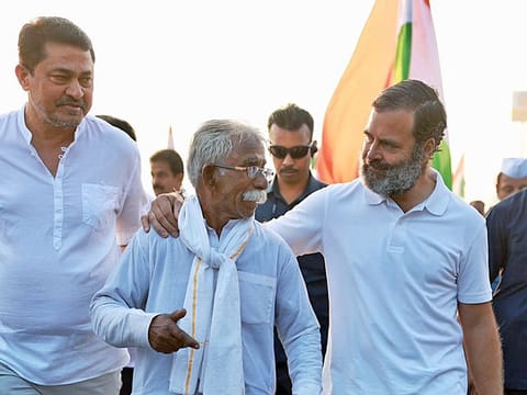 Congress leader Rahul Gandhi during party's Bharat Jodo Yatra, in Nanded, Maharashtra