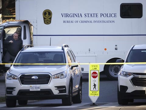 A Virginia State Police criminal investigation truck is shown at the crime scene where 3 people were killed and 2 others wounded on the grounds of the University of Virginia on November 14, 2022 in Charlottesville, Virginia.