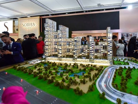 A model of the Sobha One project unveiled at Cityscape 2022 at Dubai World Trade Centre, on November 21, 2022.