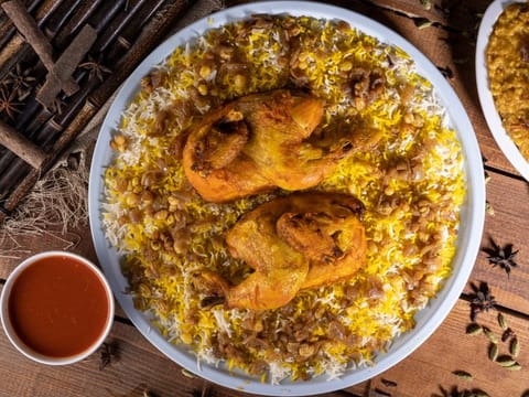 Chicken Machboos - an Emirati rice-based dish.