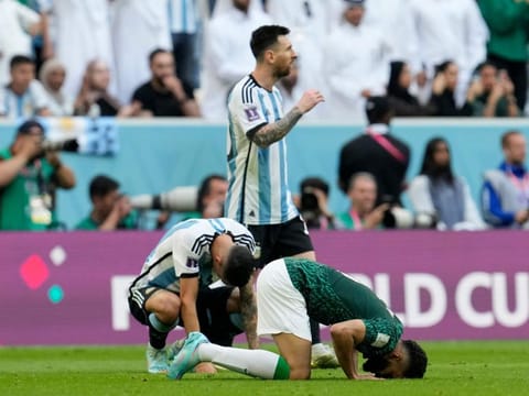 Argentina's Lionel Messi leaves the pitch after losing the World Cup group C match against Saudi Arabia at the Lusail Stadium in Lusail, Qatar.