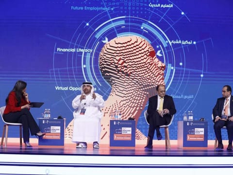 Participants during a session on the second day of the Youth Knowledge Forum in Dubai on Wednesday