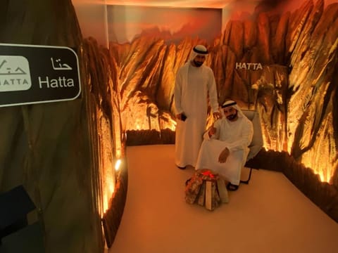 Emirati influencers and content creators check out the creative installations that promote the theme “The Sky The Land The Water” after the launch of Dubai Destinations’ second edition that promotes the emirate as ‘Dubai-The best city to live in’ at GDMO on Sunday