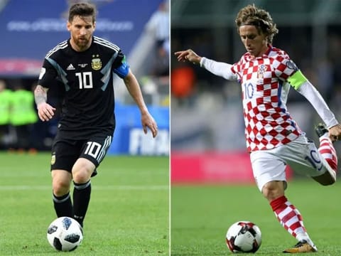 Argentina's Lionel Messi Croatia's Luka Modric