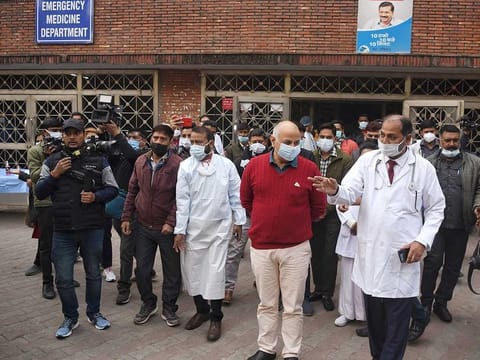 Delhi Deputy Chief Minister Manish Sisodia takes stock of preparations for COVID-19, at LNJP Hospital, in New Delhi on Tuesday, Dec 27, 2022.