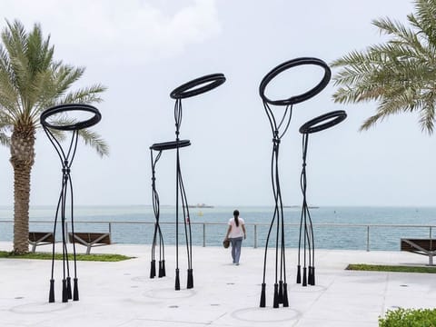 Egal by Shouq Al Mana is one of the many public artworks displayed along the Lusail Marina Promenade in Doha with the support of Qatar Museums.
