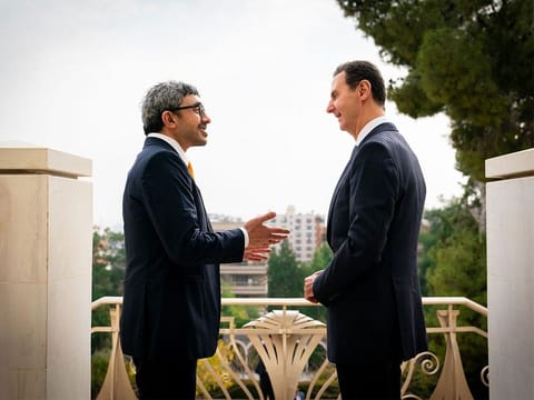 Bashar Al Assad, President of Syria with Sheikh Abdullah bin Zayed Al Nahyan, Minister of Foreign Affairs and International Cooperation.