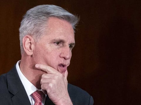 Representative Kevin McCarthy during a meeting of the 118th Congress in the House Chamber at the US Capitol in Washington, DC, US, on Thursday, Jan. 5, 2023.