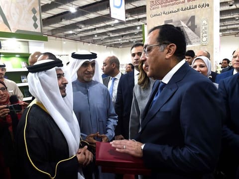 Ahmed bin Rakkad Al Ameri, Chairman of Sharjah Book Authority (SBA), presented a signed copy of 'The Audacious', to Egypt's Prime Minister, Dr. Moustafa Madbouly, during the Authority's participation at the 54th Cairo International Book Fair.