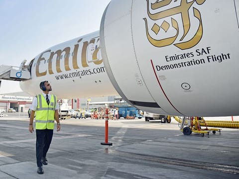 Flight EK2646 departed from DXB and flew over the emirate’s coastline for 42 minutes.
