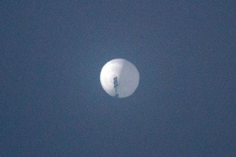 This handout photo from Chase Doak taken on February 1, 2023 and released on February 2 shows a suspected Chinese spy balloon in the sky over Billings, Montana.