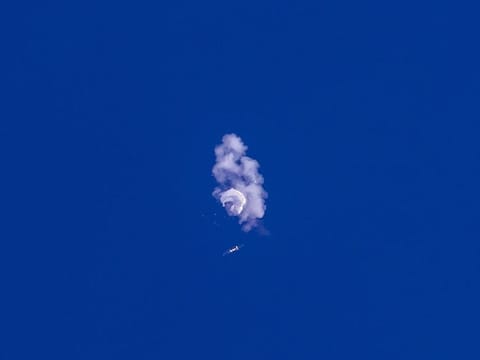 A large balloon is struck down above the Atlantic Ocean, just off the coast of South Carolina.