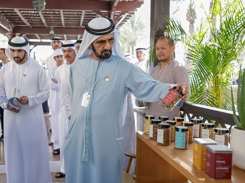 Sheikh Mohammed and Sheikh Hamdan visited Mira's stand at the event, which displayed products sourced from farmers across Afghanistan.