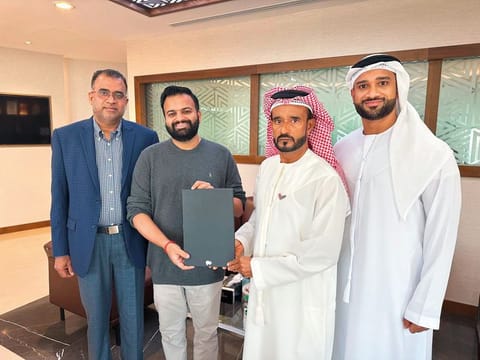 From left to right: Dr. Anvar Ameen Chelat, Managing Director - Regency Group; Madhavan Ramakrishnan, CEO, Techfriar; Shamsudheen Bin Mohideen, Chairman, Regency Group; and Rashid Aslam Bin Mohideen, Executive Director, Regency Group.