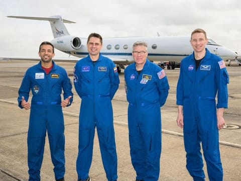 Astronaut Sultan AlNeyadi, Mission Specialist, Primary Crew, Crew-6, heading to the Kennedy Space Center, 5 days before the launch of the mission.