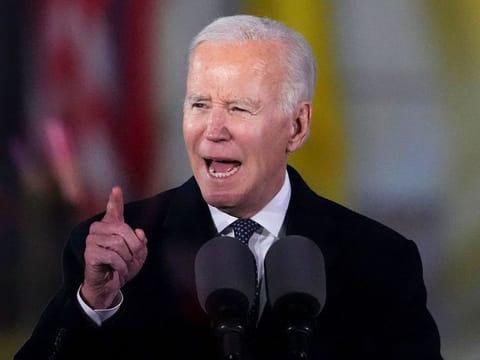 US President Joe Biden delivers remarks ahead of the one year anniversary of Russia-Ukraine conflict.