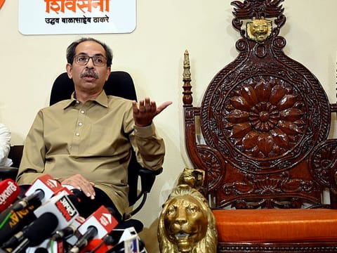 Former Maharashtra Chief Minister Uddhav Thackeray addressing the media in Matoshree at Bandra, in Mumbai on Wednesday