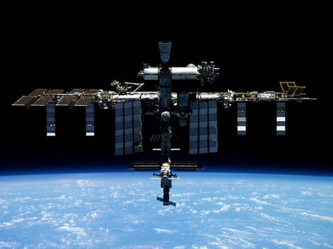 File image of the International Space Station (ISS) photographed by Expedition 66 crew member Roscosmos cosmonaut Pyotr Dubrov from the Soyuz MS-19 spacecraft