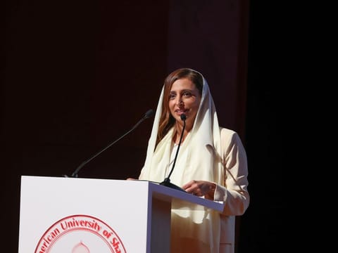 Sheikha Bodour bint Sultan Al Qasimi, President AUS, at a forum held at the AUS campus marking the university’s Silver Jubilee celebrations, on Wednesday (March 1, 2023).