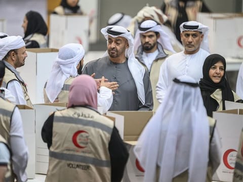 UAE President during his visit to ‘Bridges of Good' campaign in Abu Dhabi.