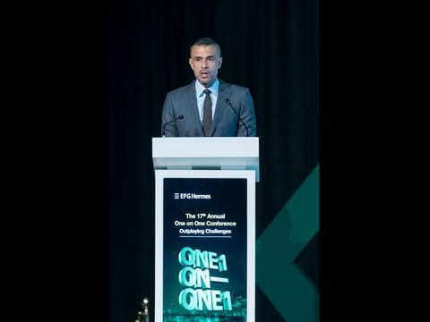 Karim Awad, Group Chief Executive Officer of EFG Hermes Holding, delivers the keynote address
