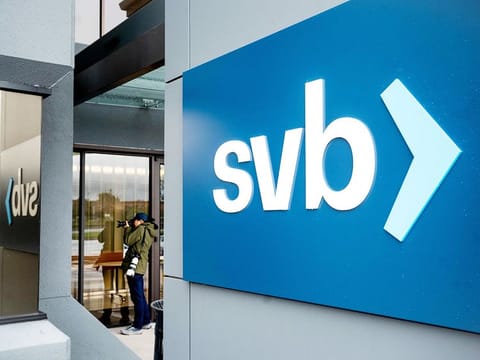 A sign hangs at Silicon Valley Bank’s headquarters in Santa Clara, California.