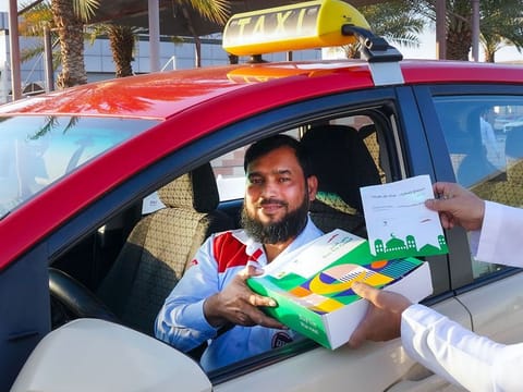 The iftar meal packs come with traffic safety tips