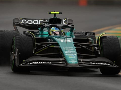 Aston Martin's Fernando Alonso during the second practice session of the Australian Grand Prix at the Albert Park Circuit in Melbourne on Friday.