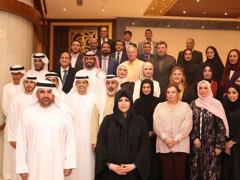 Sheikha Latifa bint Mohammed bin Rashid Al Maktoum, Chairperson of Dubai Culture and Arts Authority (Dubai Culture) and member of the Dubai Council, Jamal bin Huwaireb, CEO of the MBRF and Dr. Dena Assaf, United Nations Resident Coordinator for the UAE, and others at the iftar hosted by MBRF in Dubai.