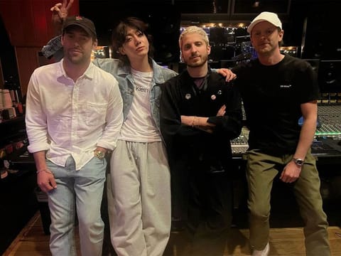 Second from left Jungkook with his friends