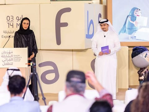 Ahmed Bin Rakkad al Ameri, the Chairman of the SBA, addressing a press conference on Wednesday to announce details of the 14th edition of the Sharjah Children’s Reading Festival