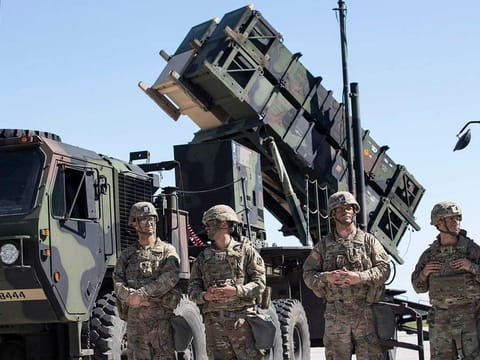 Mounting Patriot interceptors on M983 Heavy Expanded Mobility Tactical Trucks (HEMTT) allows rapid redeployment, repositioning, or dispersal in the event of an attack. Their visibility often becomes a barometer of perceived regional risk. Illustrative image.