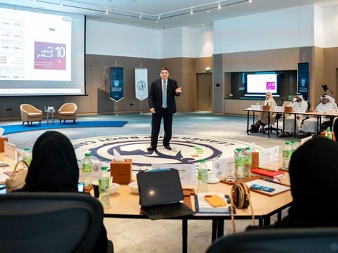 Professor Raed Awamleh, Dean of MBRSG, leads a session at the boot camp