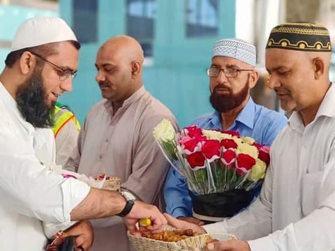 First batch of Pakistani Hajj pilgrims who arrived under the Mecca Route initiative on May 21.