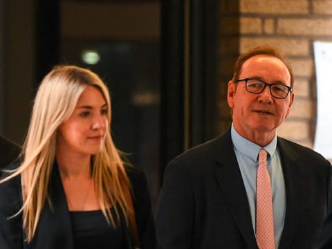 US actor Kevin Spacey leaving at Southwark Crown Court in London on June 28, 2023.