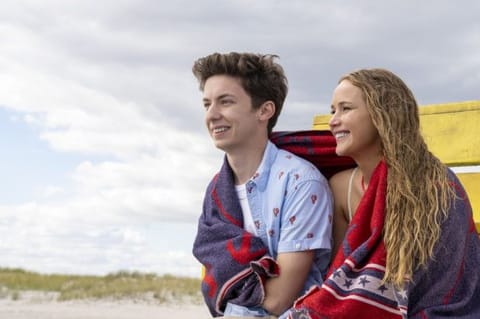 Andrew Barth Feldman and Jennifer Lawrence in 'No Hard Feelings'.