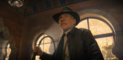 Harrison Ford in a scene from 'Indiana Jones and the Dial of Destiny'.