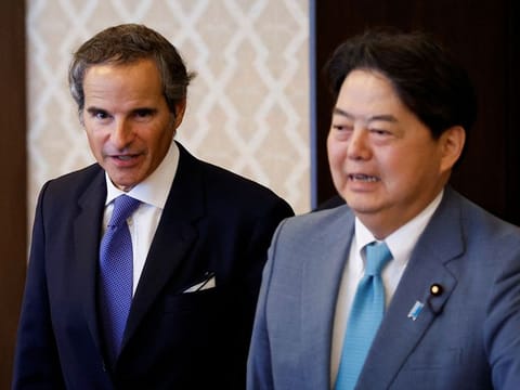 International Atomic Energy Agency (IAEA) chief Rafael Grossi meets with Japan's Foreign Minister Yoshimasa Hayashi in Tokyo, Japan July 4, 2023.