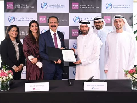 An agreement was signed between Aster DM Healthcare and Dubai Developments officials in Dubai on Wednesday to open the 126-bed hospital in Al Qusais.